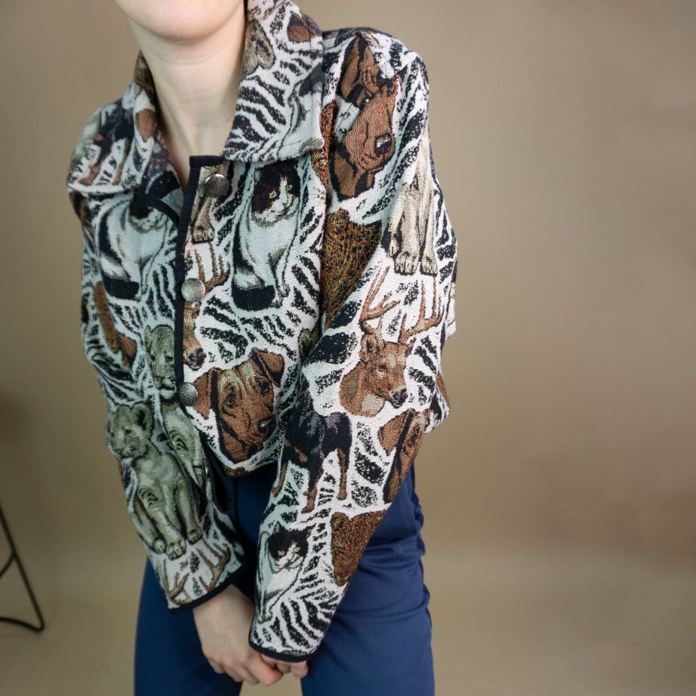 Vintage Animal Printed Woven Tapestry Jacket - Picture 3 of 8